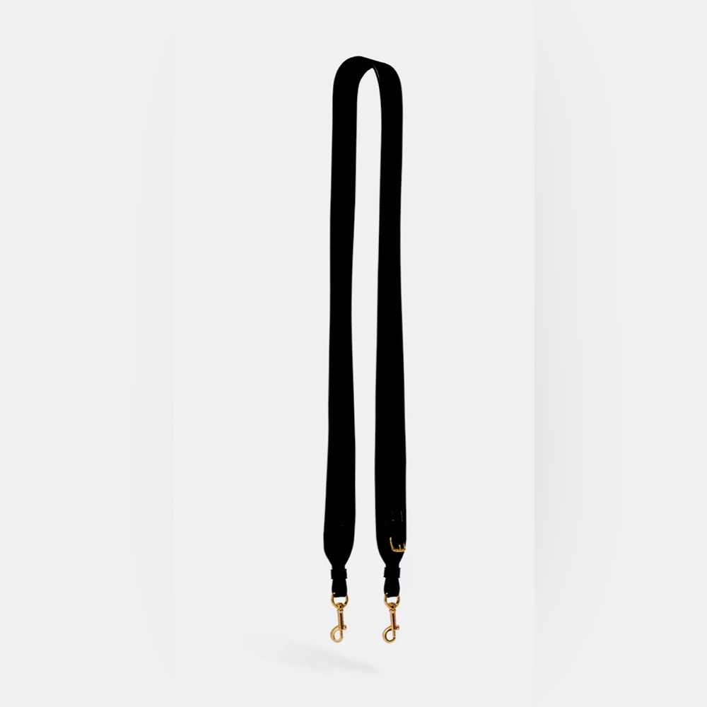 Coach black pebble gold link leather purse strap